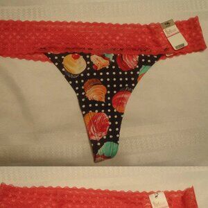 FLIRTITUDE Size 4 XS Thong or Panty Choice Cupcake Polka Dot NWT Cotton